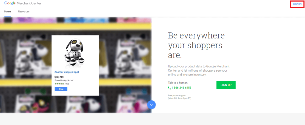 Nadanie dostępu do Google Merchant Center krok 1