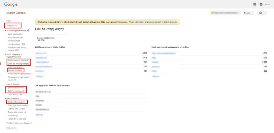 google search console panel
