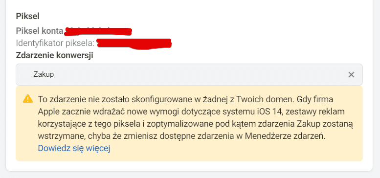 iOS 14 konfiguracja zdarzeń webowych