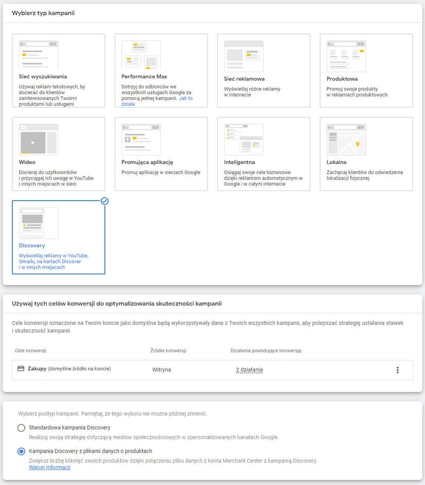 google ads kampania discovery