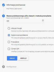 Feed automatyczny - aktualizacja krok 2