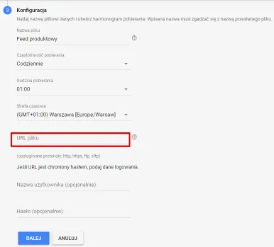 Feed automatyczny - aktualizacja krok 3