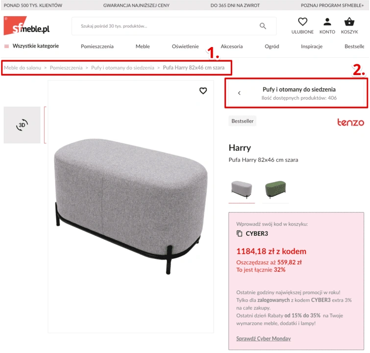 breadcumbs w sklepie internetowym