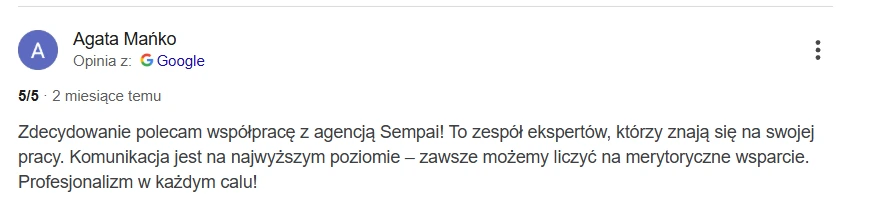 opinia dot. komunikacji z Agencją Sempai